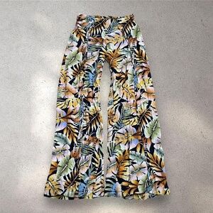 Billabong Boho Tropical Print Flowy Wrap Pants | Slit Leg Palazzo